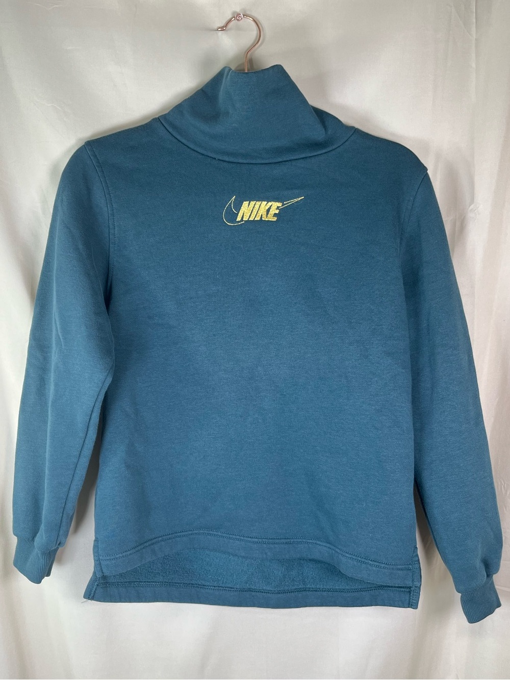 Nike Teal Funnel Neck Sweatshirt with Yellow Logo